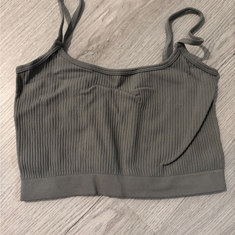 Free People Gray Ribbed Tank Top